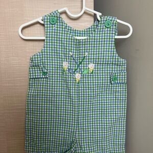 Green and Blue Gingham Baby Romper